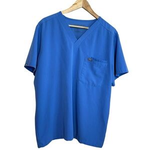 FIGS Mens Scrub Top Techincal Collection Leon Veil Blue FM1500 Medical Nursing